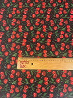 Cherry Print Fabric – Retro Red Fruit Pattern by Metre - Whotex Fabrics London