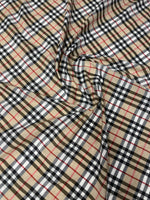 Classic Beige Check Poplin Fabric by the Metre - Whotex Fabrics London
