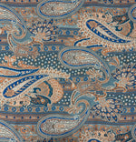 Classic Blue & Beige Paisley Fabric by the Metre - Whotex Fabrics London