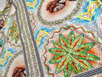 Greek Mosaic Print silky crepe fabric with colorful floral and geometric mosaic patterns in a 150x100cm panel