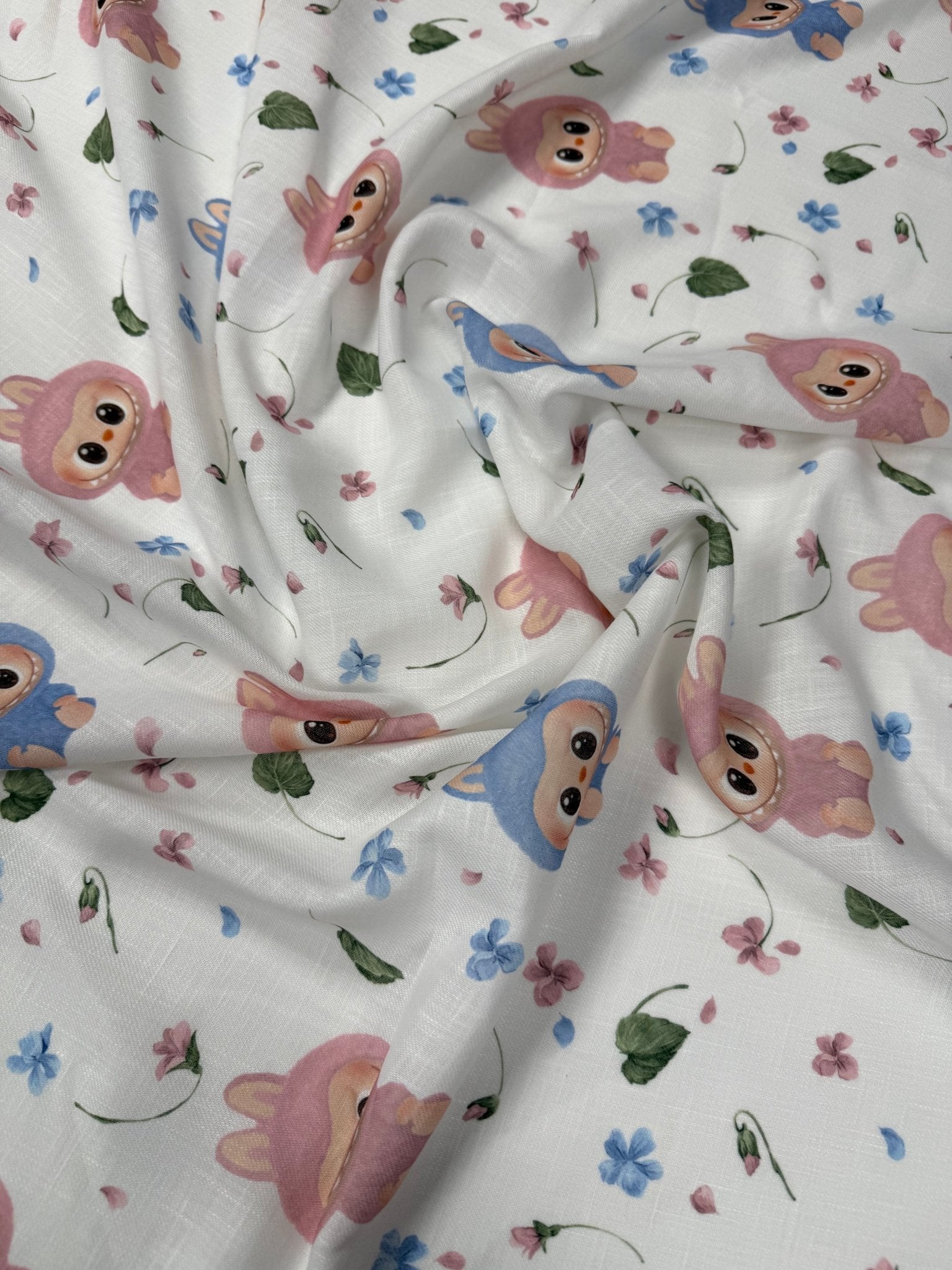 Cute Character Linen Fabric by the Metre - Whotex Fabrics London