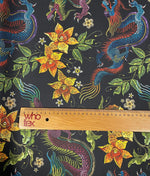 Dragon & Floral Print Crepe Fabric by the Metre – Bold Design - Whotex Fabrics London