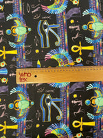 Egyptian Symbol Crepe Fabric by the Metre – Mystical Design - Whotex Fabrics London