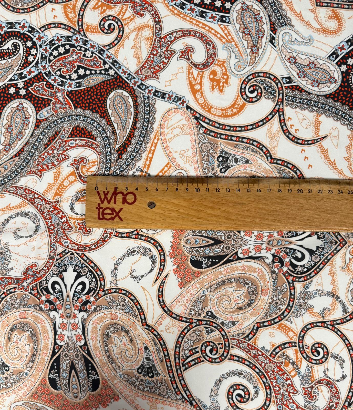 Elegant Black & Beige Paisley Fabric by the Metre - Whotex Fabrics London