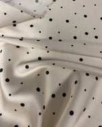 Elegant Polka Dot Fabric – Soft Beige with Black Dots - Whotex Fabrics London