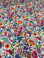 colorful flower design upholstery fabric with vibrant floral patterns on white background for elegant home décor