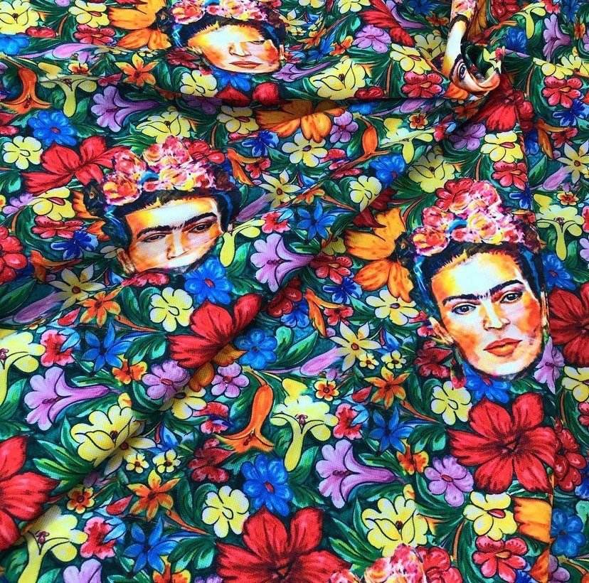 Frida Flowers Outdoor Fabric with vibrant digital floral print and durable design for upholstery and outdoor decor