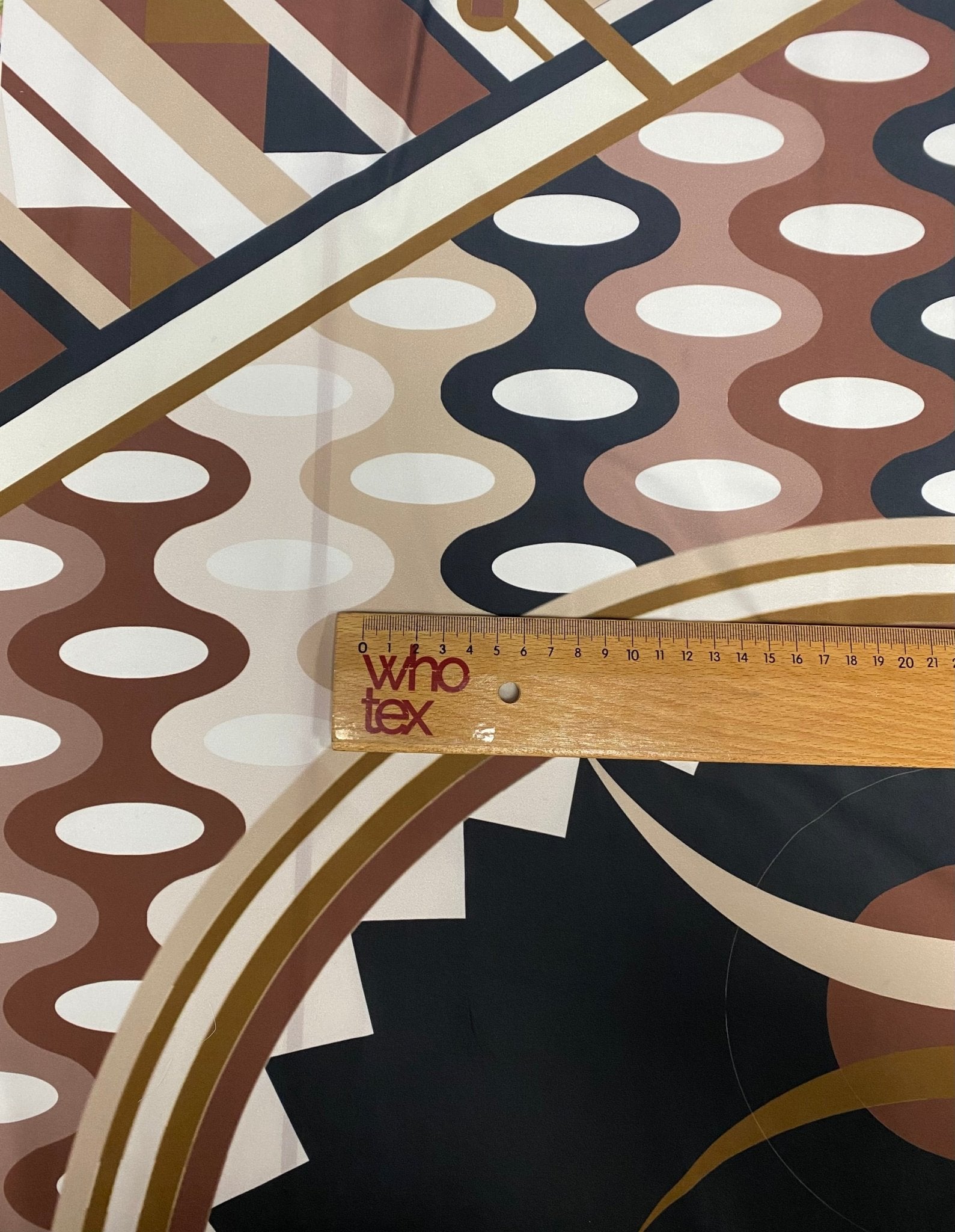 Geometric Art Deco Fabric – Brown Beige Retro Pattern by the Metre - Whotex Fabrics London