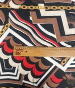 Geometric Chain Print Fabric – Brown Red Abstract Pattern by the Metre - Whotex Fabrics London