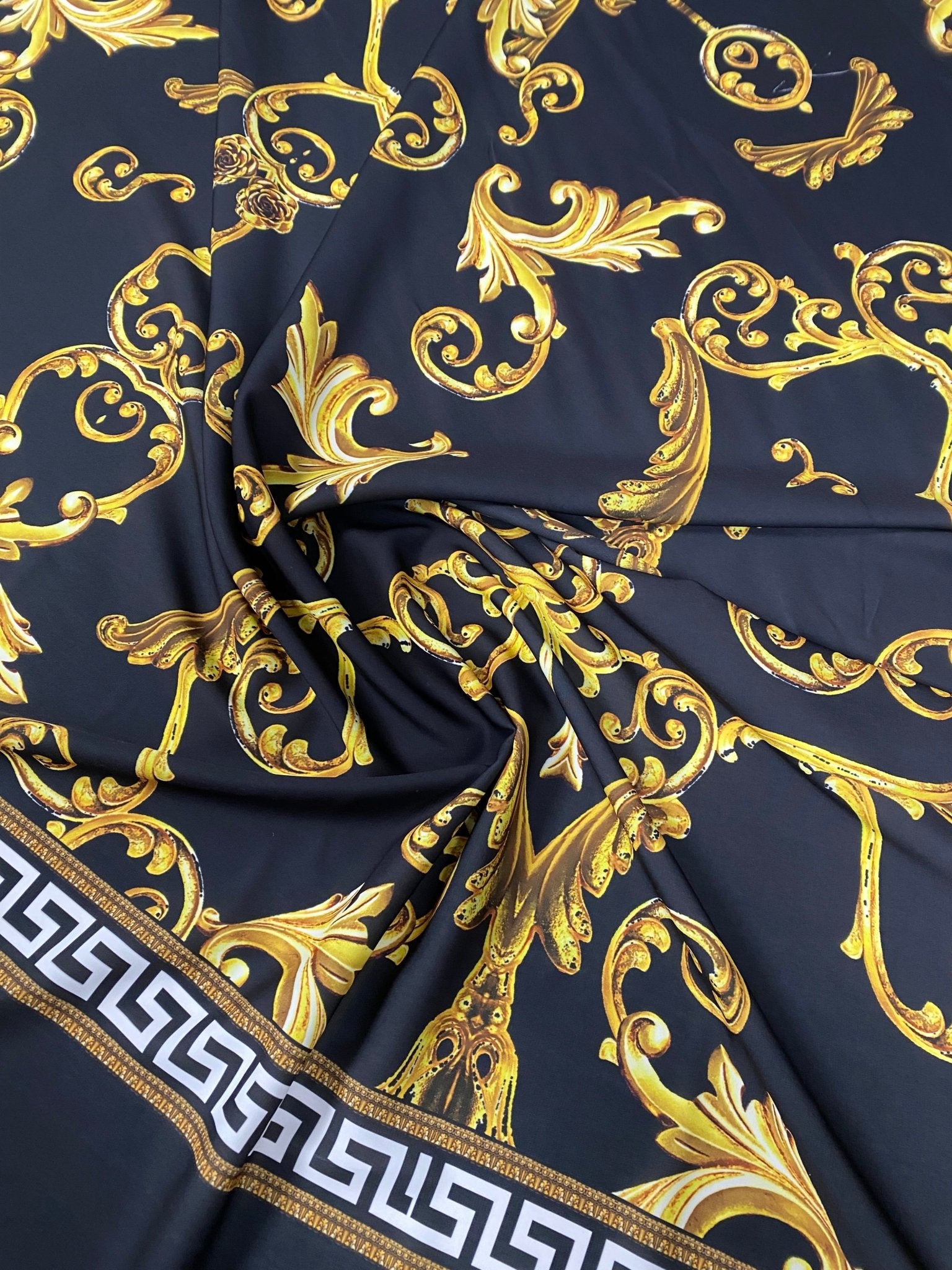 Gold Baroque Crepe Fabric by the Metre – Elegant & Luxury - Whotex Fabrics London