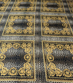 Gold Baroque Leopard Linen Fabric by the Metre - Whotex Fabrics London