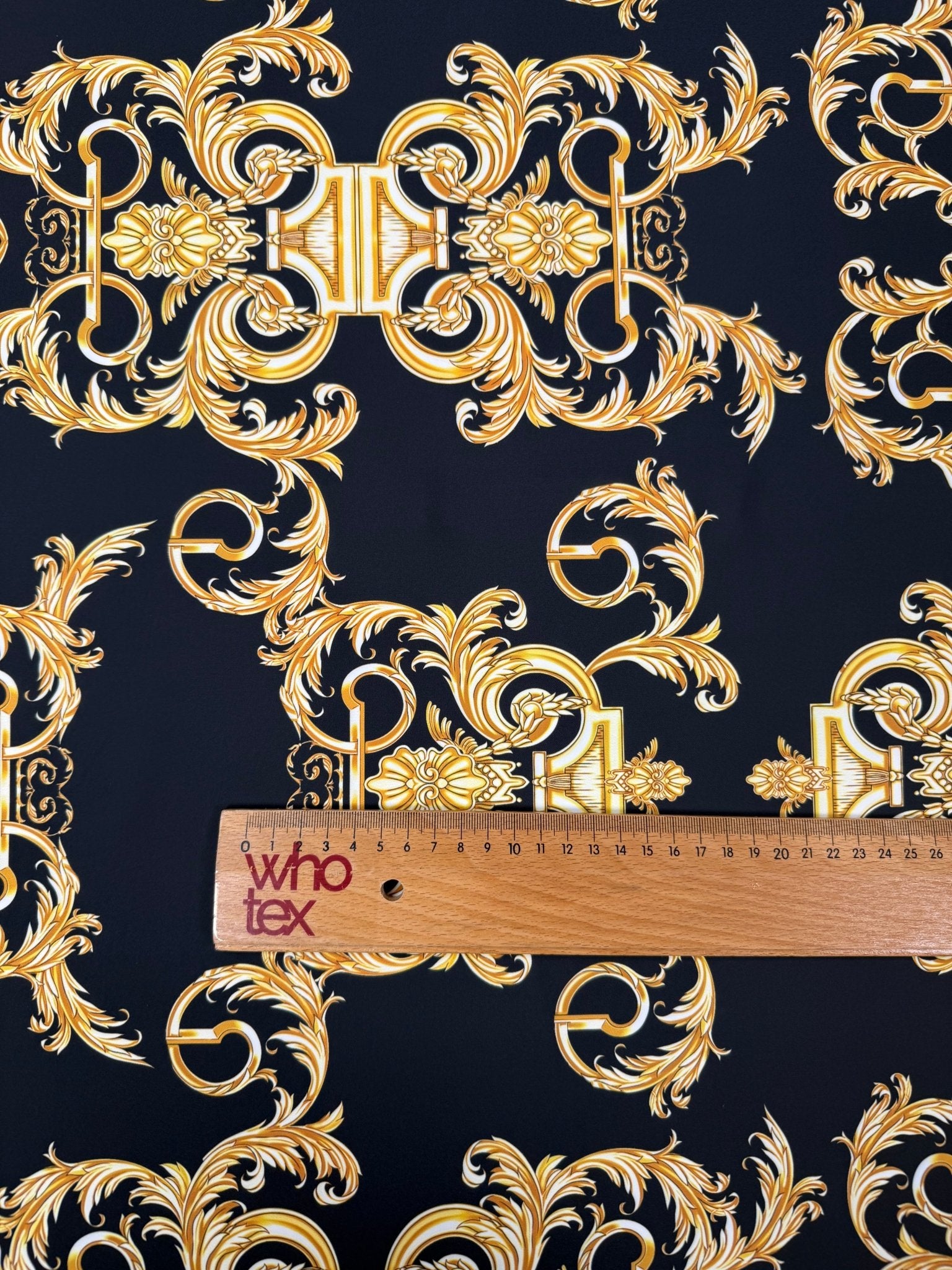 Gold Baroque Pattern Fabric in Black and Gold Elegant - Whotex Fabrics London