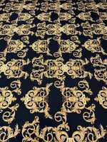 Gold Baroque Pattern Fabric in Black and Gold Elegant - Whotex Fabrics London