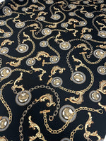Gold Chain & Medallion Crepe Fabric by the Metre – Luxury - Whotex Fabrics London