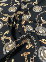 Gold Chain & Medallion Crepe Fabric by the Metre – Luxury - Whotex Fabrics London