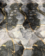 Gray Tie Dye Fabric with Gold Accents – Custom Printed Fabric on Satin, Crepe, Spandex or Chiffon - Whotex Fabrics London