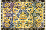 Gold Baroque Greek key pattern silky crepe fabric panel measuring 150x100cm with elegant ornate design
