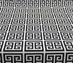 Black and white Greek key print upholstery fabric with 150cm width, ideal for home decor and furniture projects