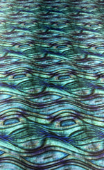 Green Wave Print Lycra Satin Fabric by the Metre - Whotex Fabrics London