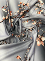 Grey Floral Spandex Fabric by the Metre - Whotex Fabrics London