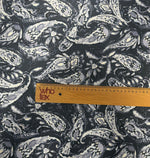 Grey Paisley Fabric by the Metre for Dressmaking - Whotex Fabrics London