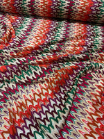 multicolor zigzag knit jersey fabric with chevron pattern for clothing projects