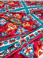 Vibrant Sicilian Caretto Pattern Fabric with colorful Italian design for upholstery and crafts