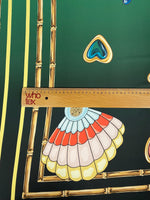 Jewellery Print Crepe Fabric by the Metre – Emerald Green Gold Motifs - Whotex Online Fabric Store