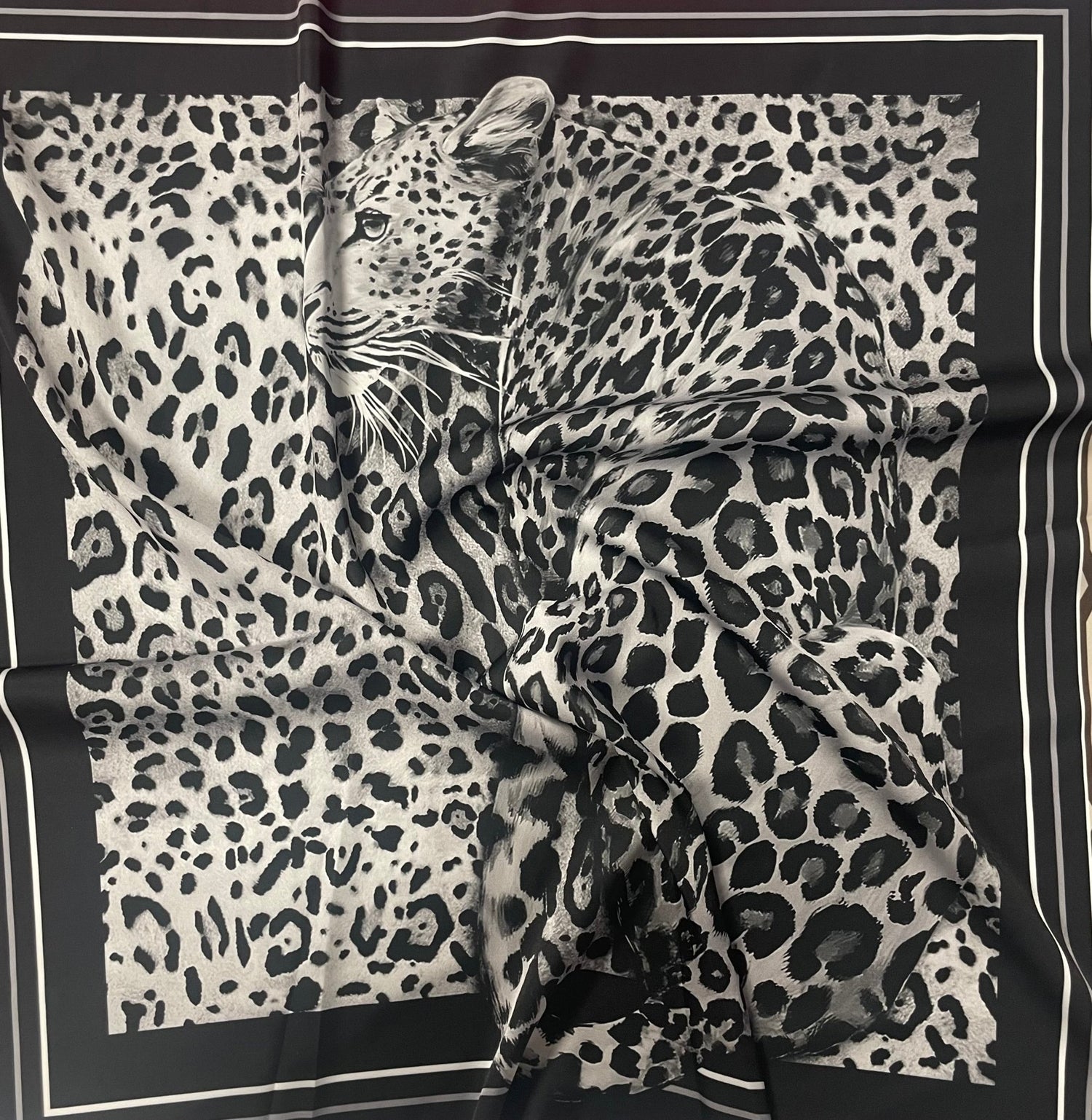 Leopard Panel Fabric – Black & White Animal Design by the Metre - Whotex Fabrics London