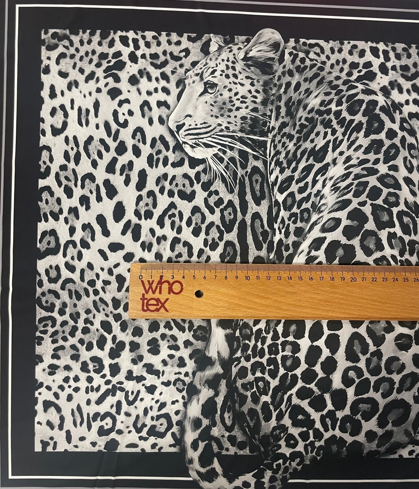Leopard Panel Fabric – Black & White Animal Design by the Metre - Whotex Fabrics London
