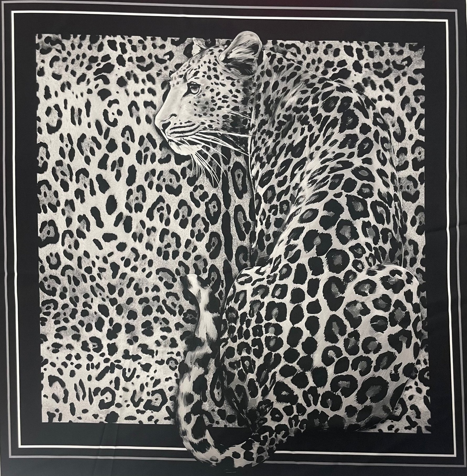 Leopard Panel Fabric – Black & White Animal Design by the Metre - Whotex Fabrics London