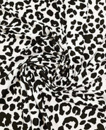 black and white leopard print fabric with stylish spots, 150cm wide, ideal for sewing projects and accessories