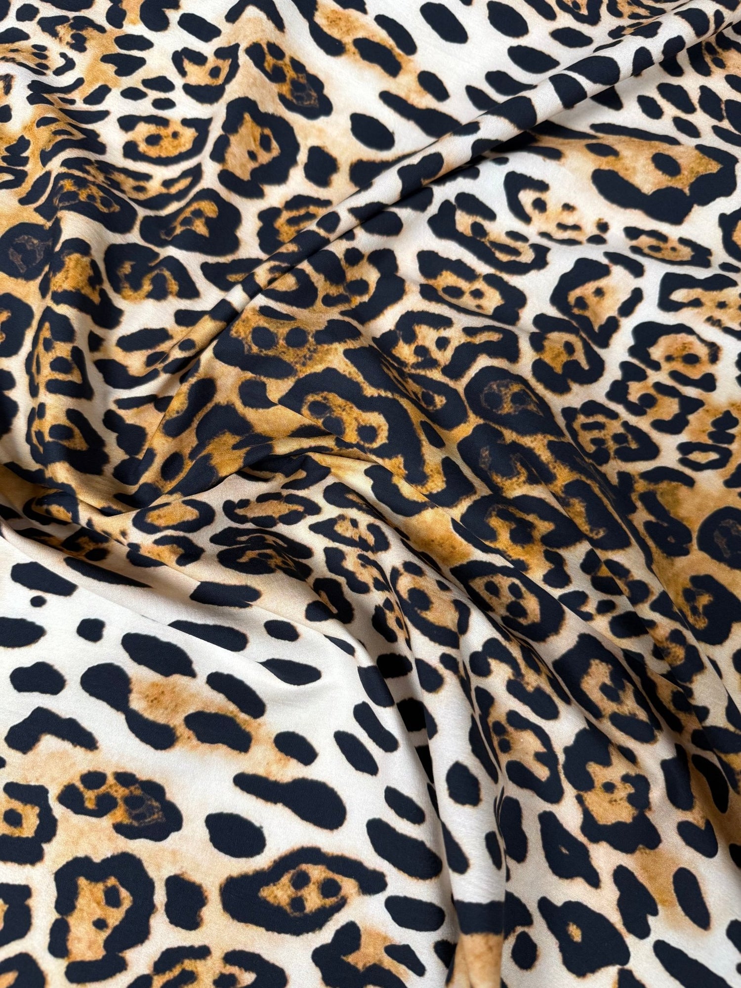 Leopard Print with Gold Accents Organic Cotton Poplin Fabric by the Metre - Whotex Fabrics London