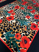 Leopard & Red Poppy Crepe Fabric by the Metre – Bold Design - Whotex Fabrics London