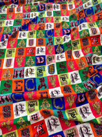 Colorful letter print cotton fabric with decorative alphabet blocks for sewing and crafting projects