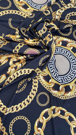 Black and gold baroque pattern luxury chain print fabric with 150cm width