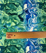 Marble Effect Fabric by the Metre – Blue Green Print - Whotex Fabrics London