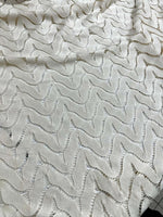 Off-White zigzag knit jersey fabric in breathable mesh with modern pattern and soft texture