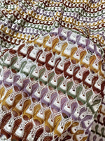 Soft Color Zigzag Knit jersey mesh fabric with multicolor zigzag pattern for apparel and crafts