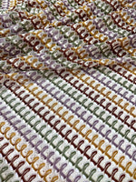Soft color zigzag knit jersey mesh fabric with multicolor pattern for crafts and apparel