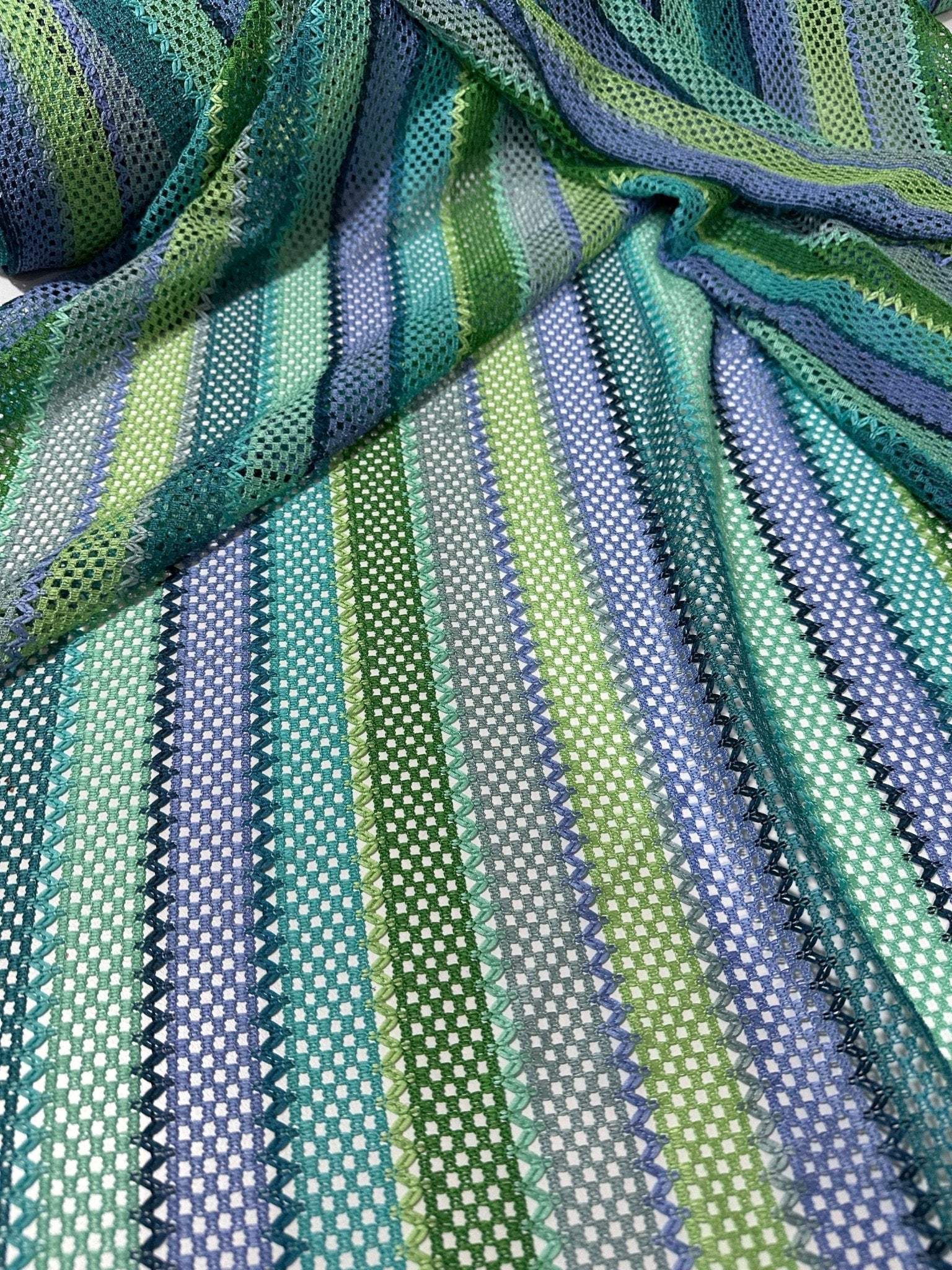 Mesh Fabric, Striped Knit Green Tones Fabric - Whotex Online Fabric Store