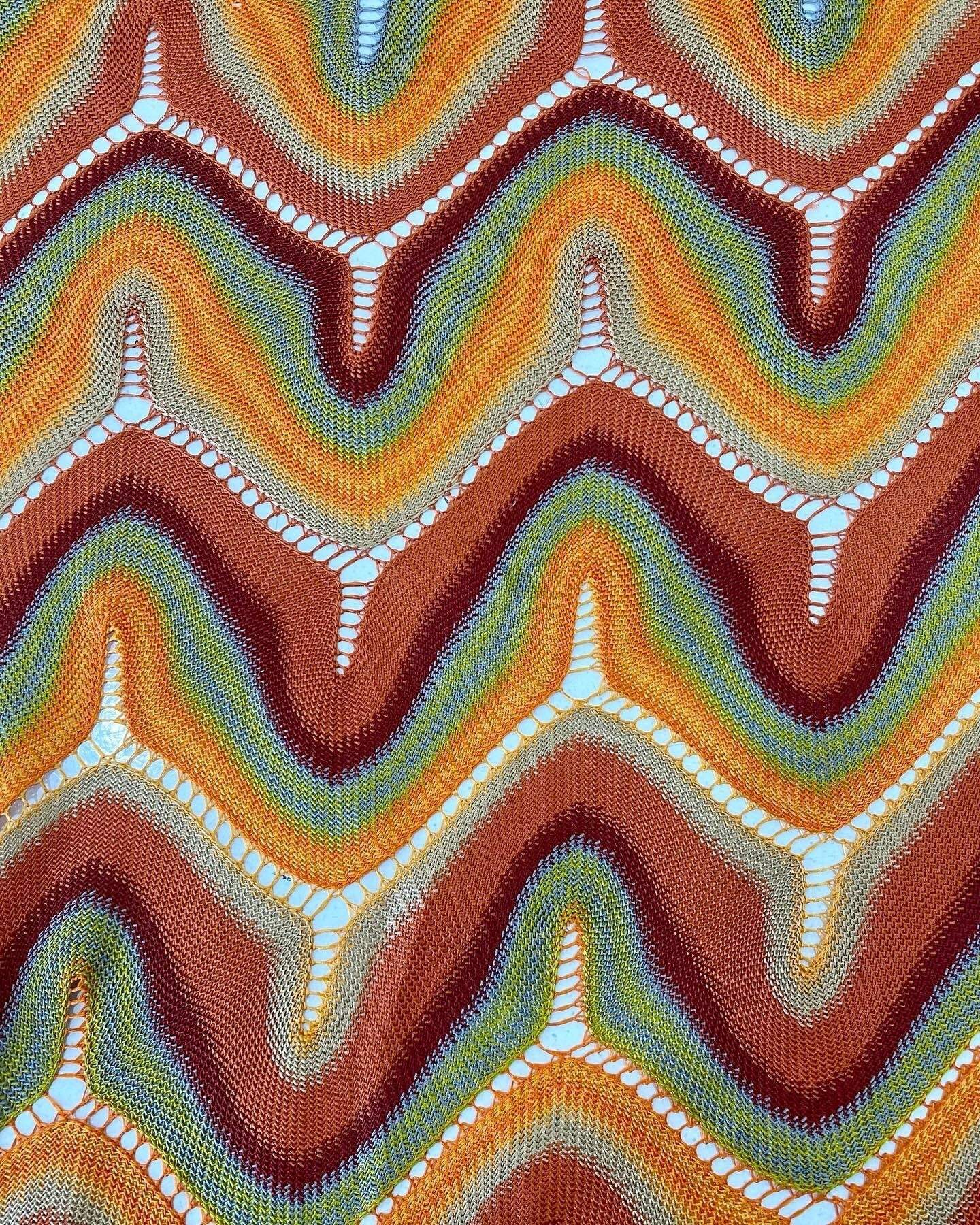 Zigzag Knit Jersey Mesh Fabric with colorful zigzag pattern and soft texture for fashion projects