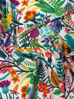 Mexican Flowers Organic Cotton Poplin Fabric by the Metre - Whotex Fabrics London