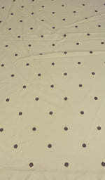 Minimal yellow fabric with small brown floral pattern and soft texture, 150cm width