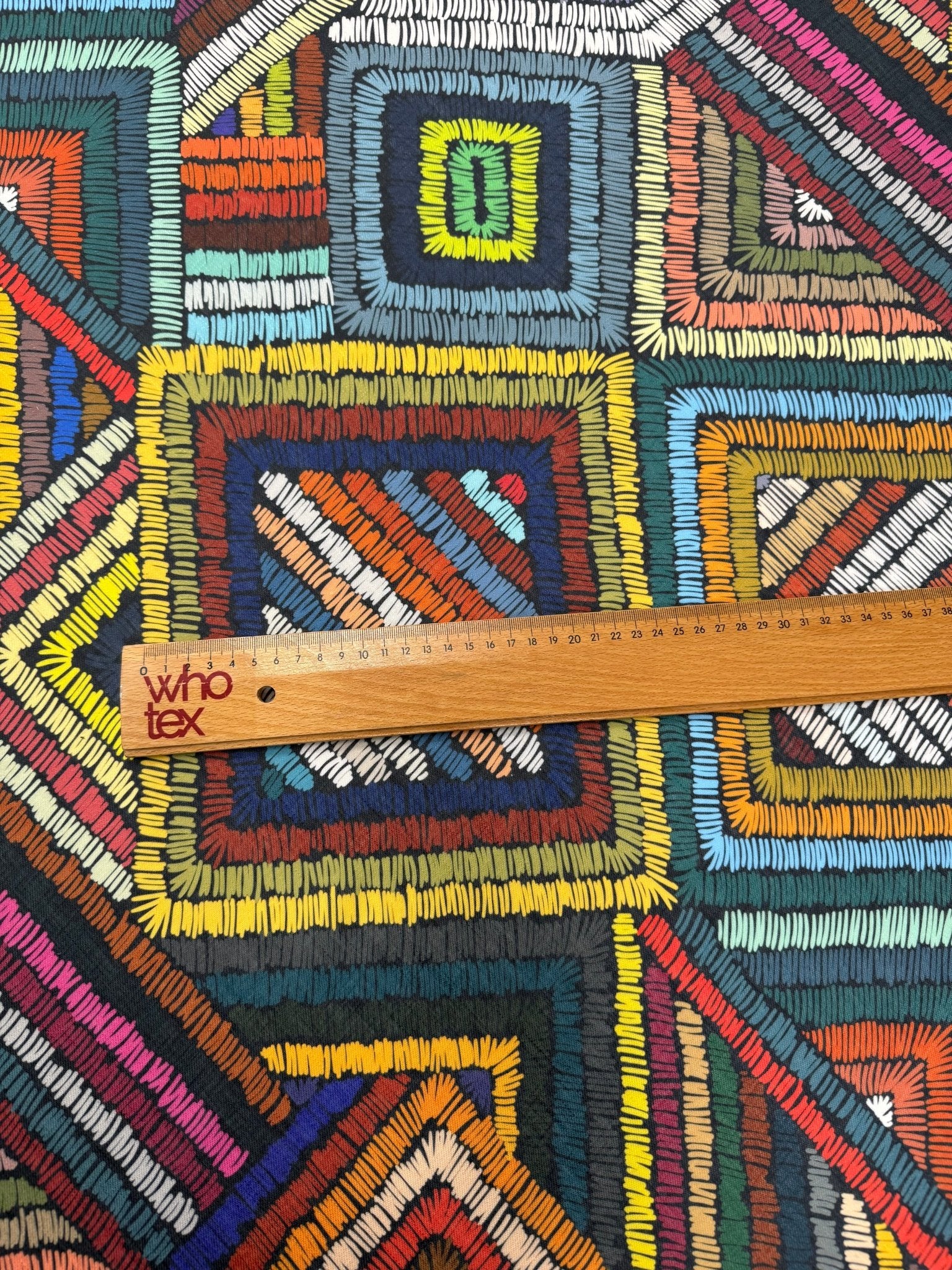 Multicolour Geometric Linen Fabric by the Metre - Whotex Fabrics London