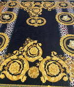 Navy Baroque Floral Fabric by the Metre - Whotex Fabrics London