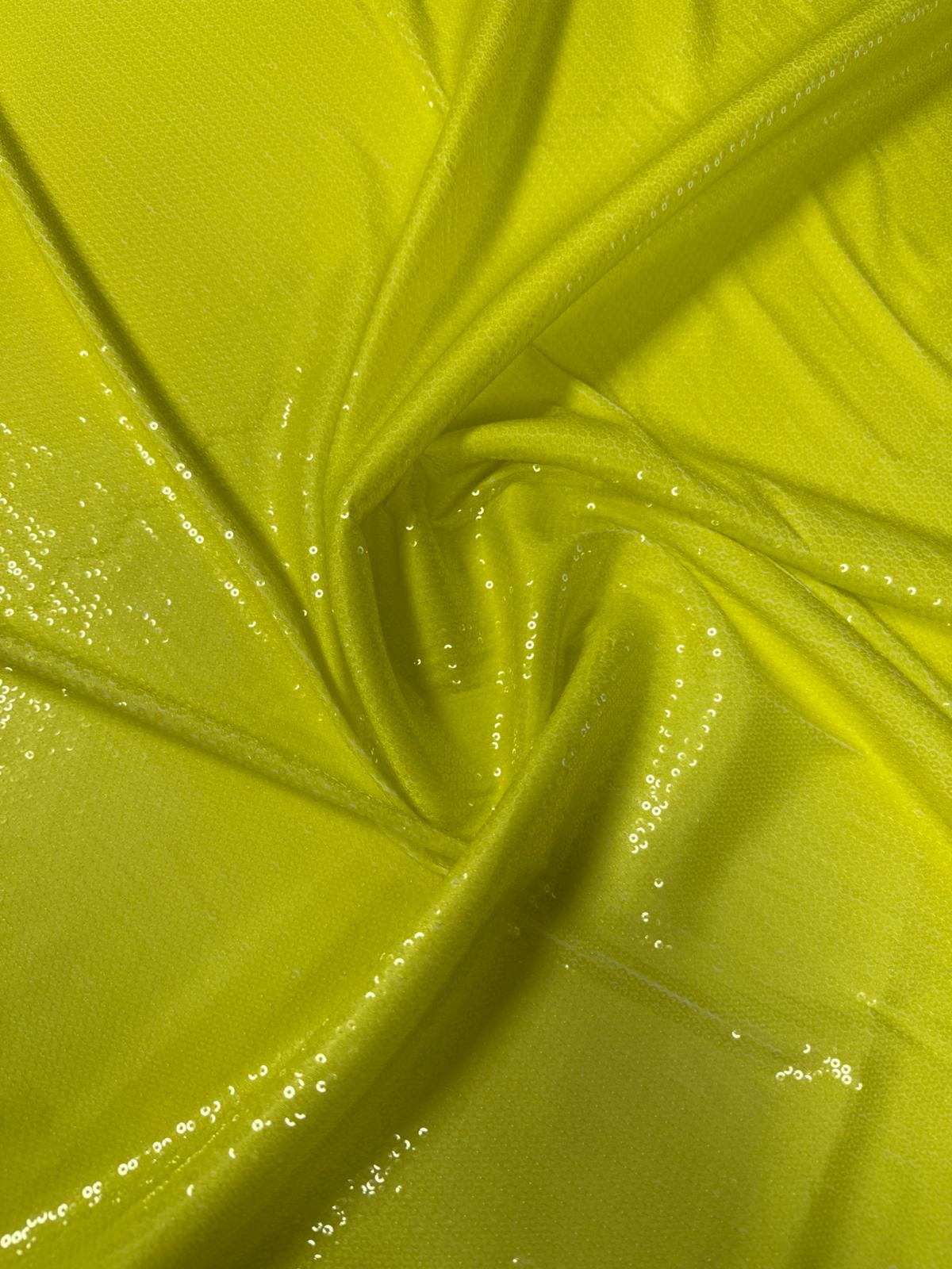 Neon Yellow Sequin Fabric for Party Dresses - Whotex Fabrics London