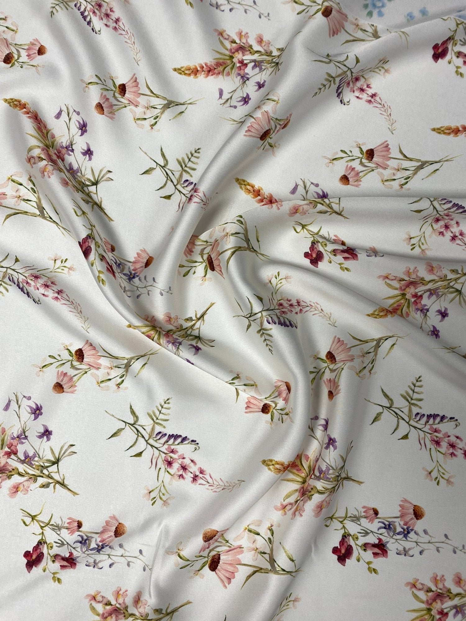 Pastel Floral Fabric – Soft Pink & Purple Blossoms - Whotex Fabrics London