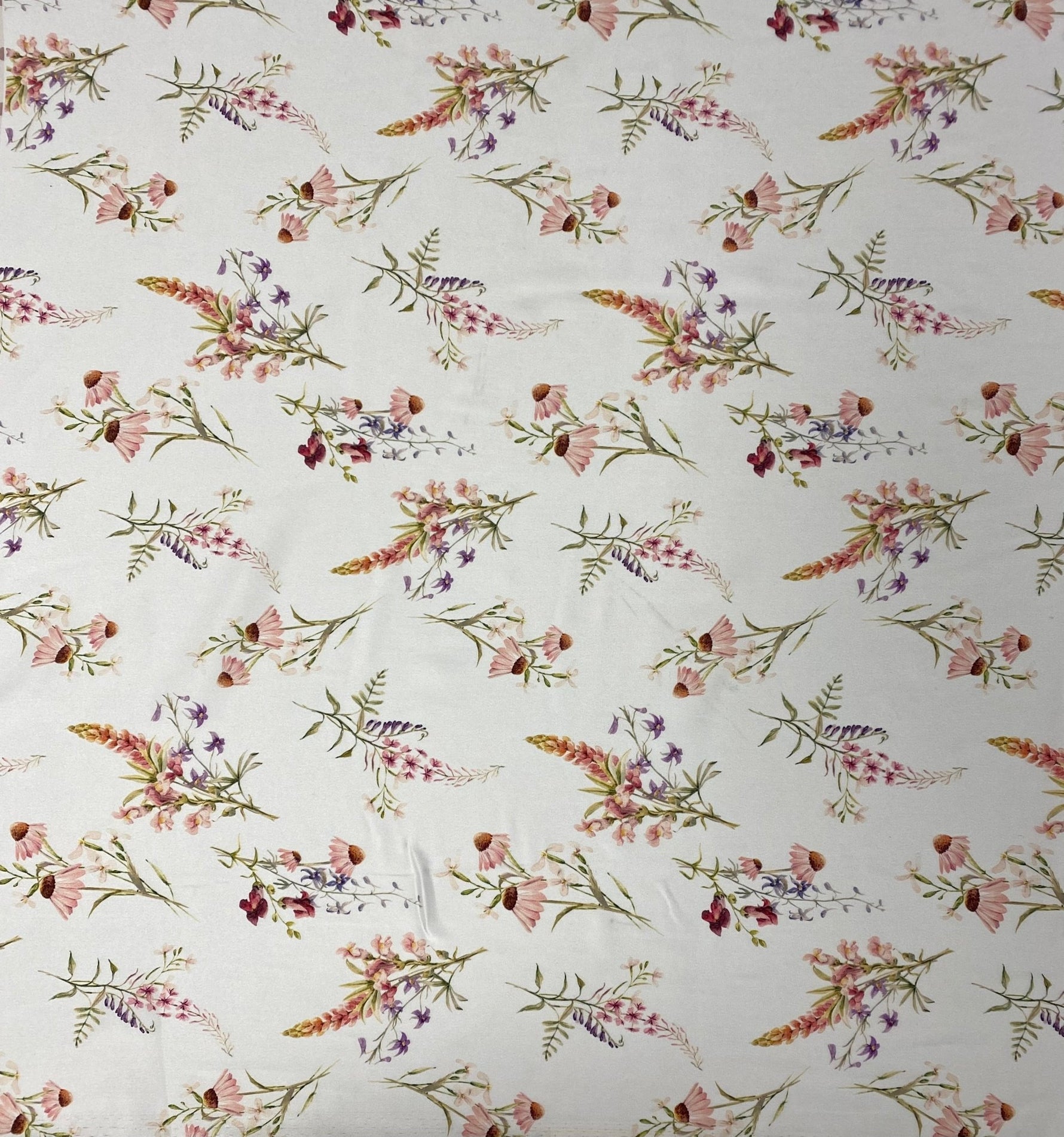 Pastel Floral Fabric – Soft Pink & Purple Blossoms - Whotex Fabrics London