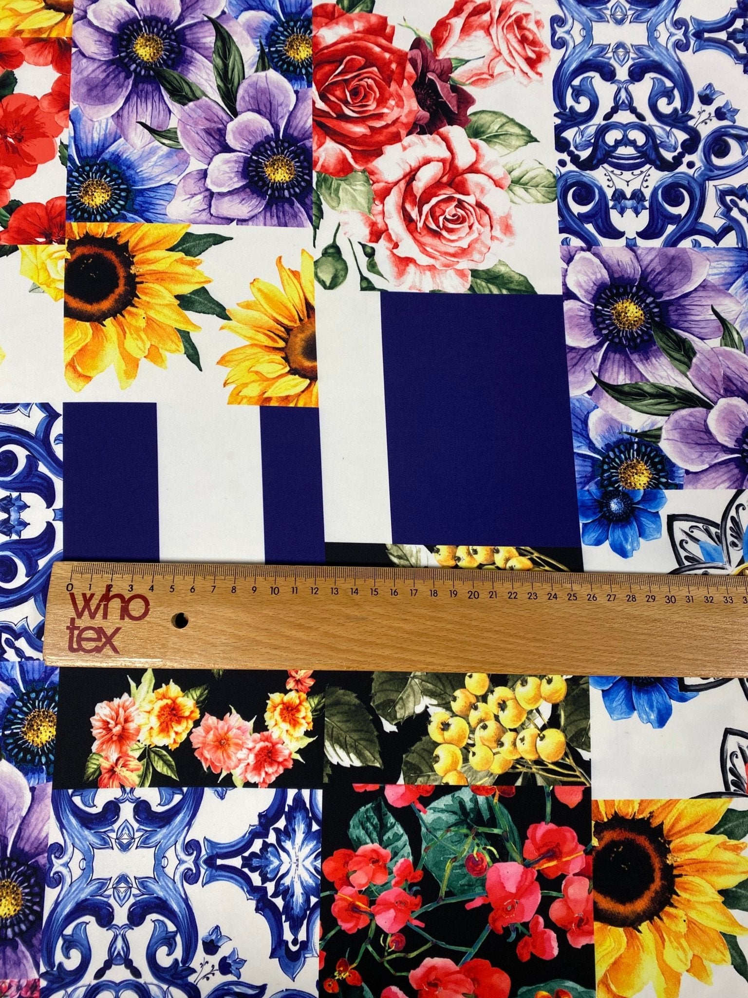Patchwork Floral Crepe Fabric by the Metre – Colourful & Unique - Whotex Fabrics London